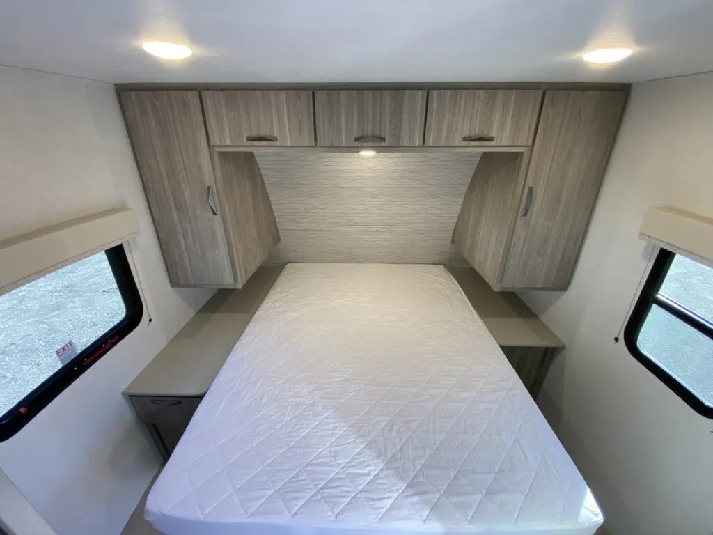 Bedroom in a Class A motorhome