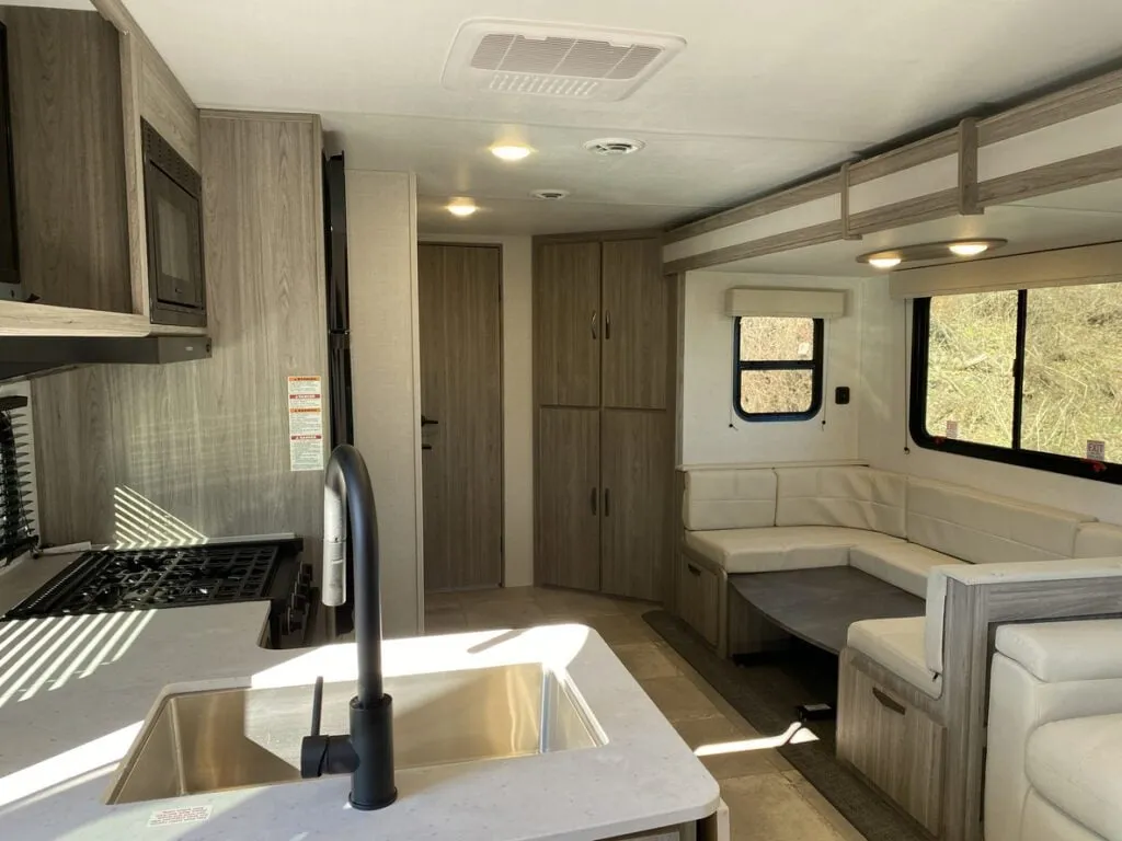 Kitchen in a Class A motorhome