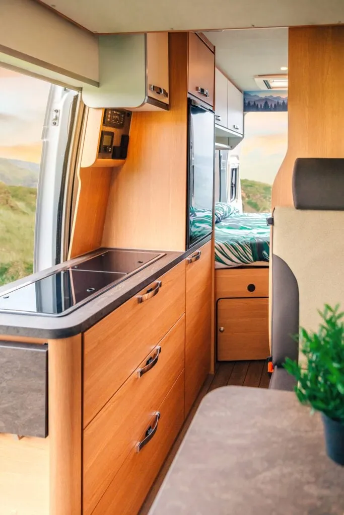 Interior of a Class B campervan