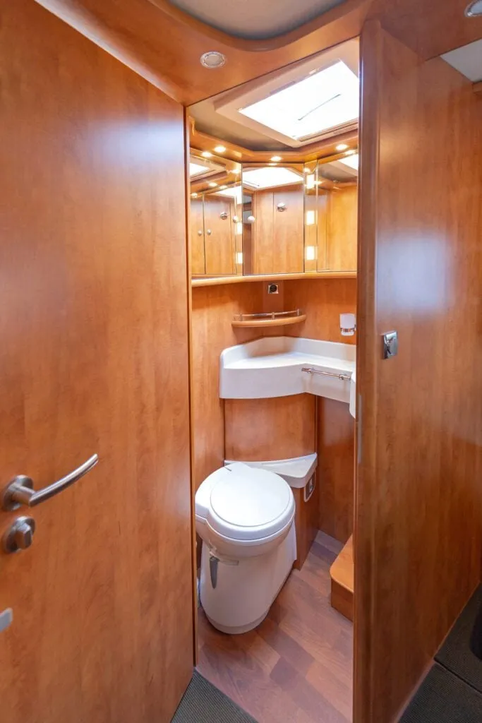 Bathroom in a Class C motorhome